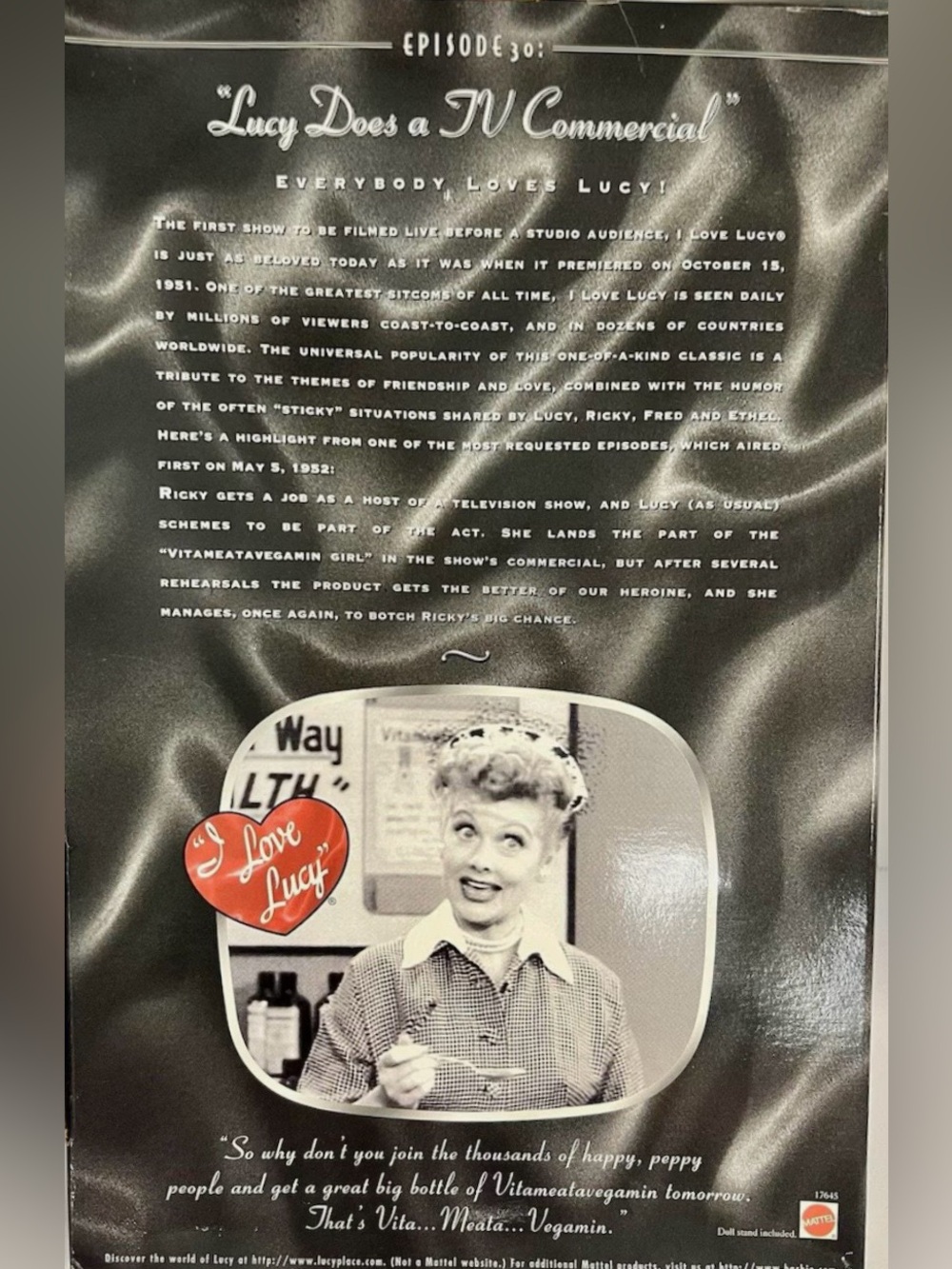 “I Love Lucy” 1997 Vintage Barbie, TV Commercial Collector Ed. of Vitameatavegam - Picture 2 of 11